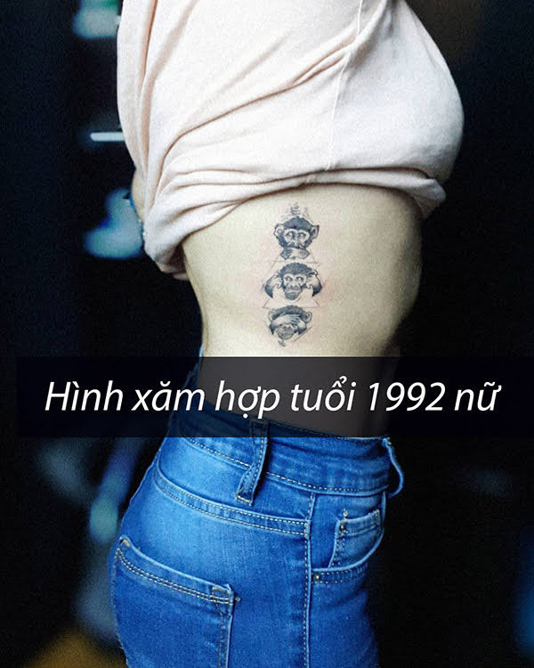 Hình xăm ba con khỉ mini hợp tuổi 1992