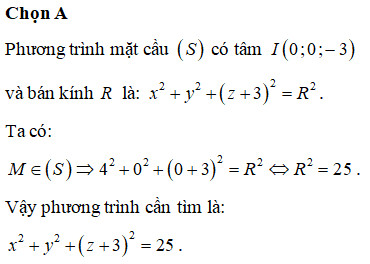 Bài tập phụ về phương trình mặt cầu