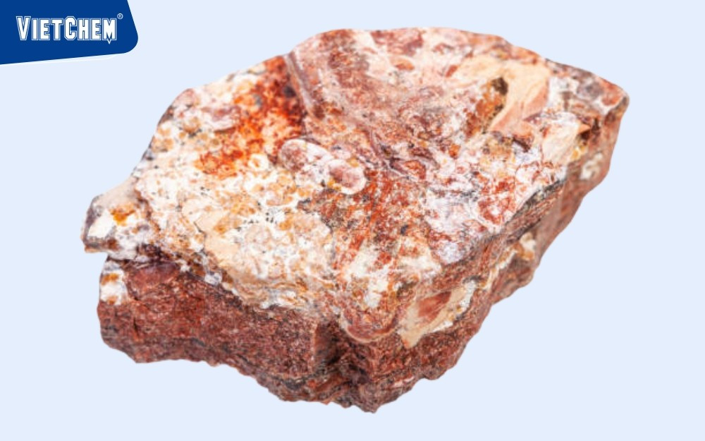 Cận cảnh đá Rhyolite với màu sắc sáng và cấu trúc hạt mịn