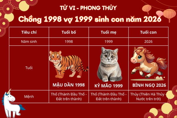 Hai vợ chồng 1998 và 1999 đang thảo luận về việc sinh con năm 2026