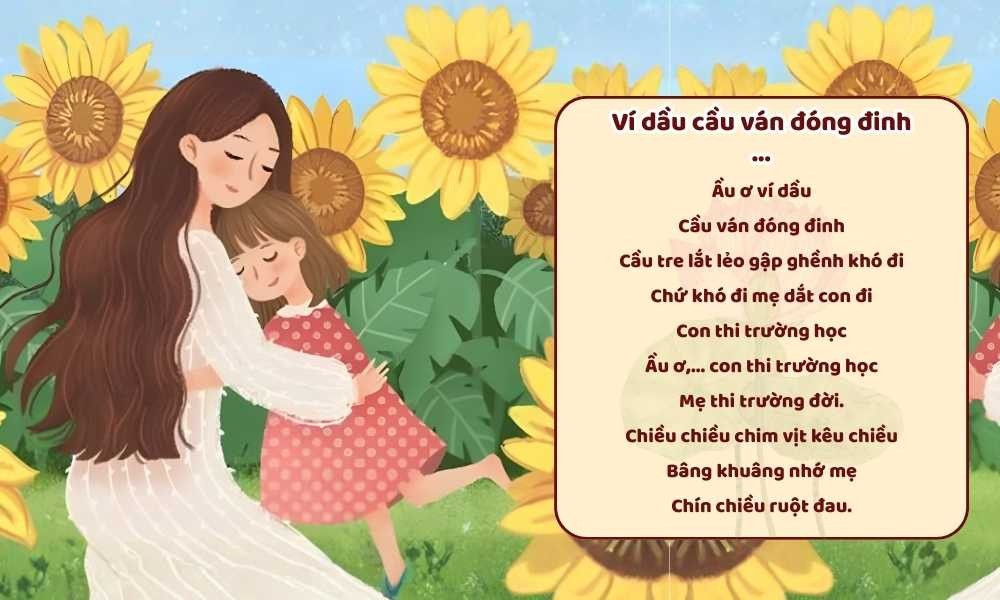 Bé ngủ ngon với lời hát ru Ví dầu cầu ván đóng đinh