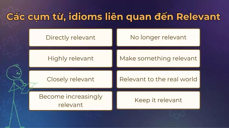 Một số cụm từ và idioms liên quan đến relevant giúp bạn giao tiếp trôi chảy hơn