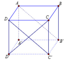 Hình lập phương ABCD.A'B'C'D' với các đường AB' và CD'