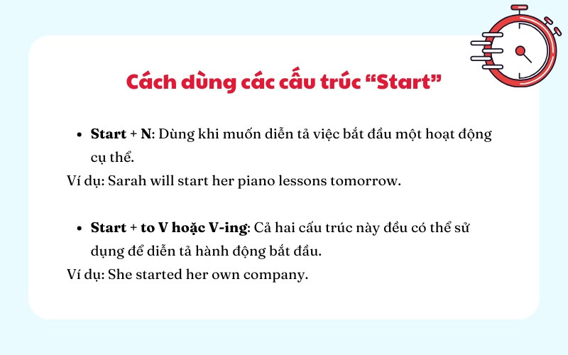 Biểu đồ so sánh cấu trúc Start đi với To V hay V-ing