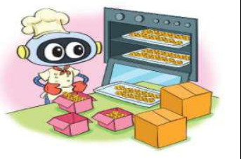Một hộp nhỏ đựng 2 chiếc bánh, một hộp to đựng 100 chiếc bánh minh họa số lượng