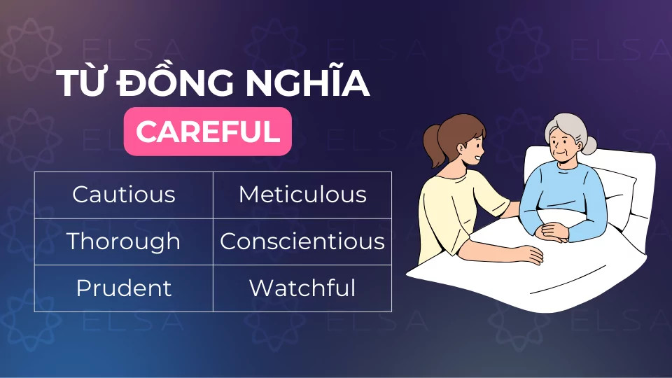 Các từ đồng nghĩa phổ biến với careful
