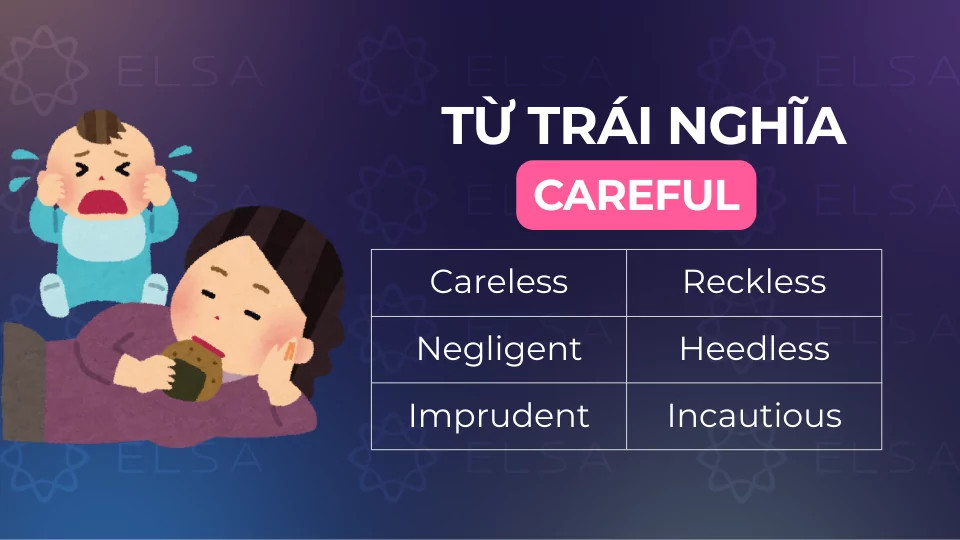 Các từ trái nghĩa với careful