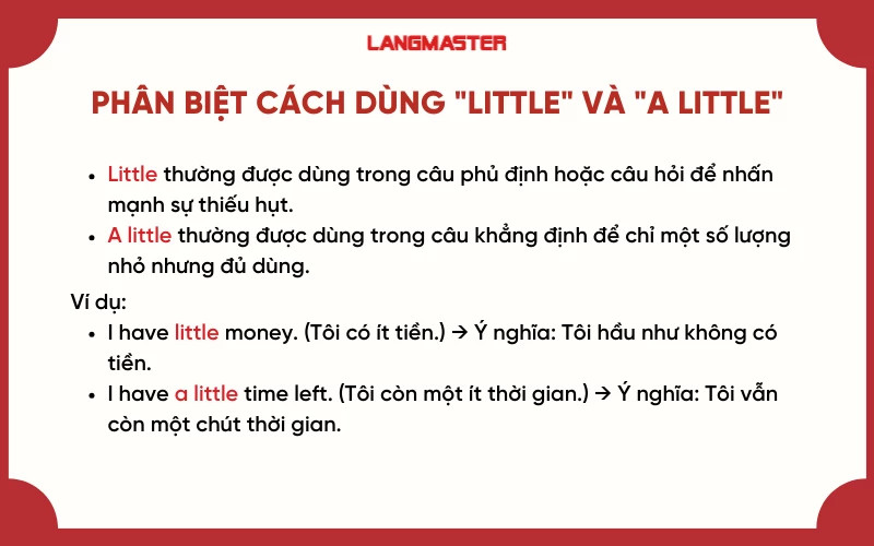 Phân biệt little và a little