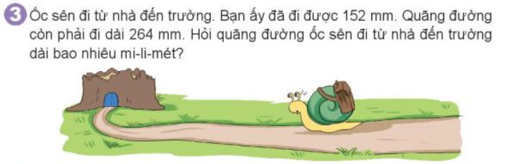 Ốc sên đang bò với quãng đường được đo bằng milimet