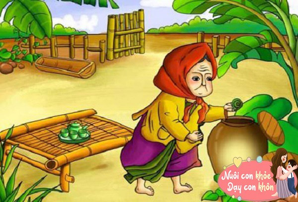 Bà lão tốt bụng thả con ốc quý về chum nước