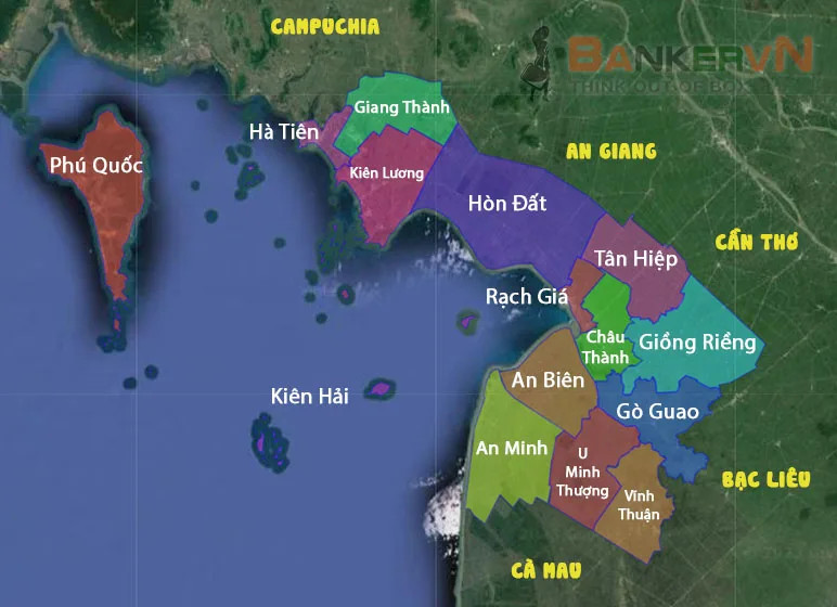 Bản đồ các huyện tỉnh Kiên Giang mới nhất