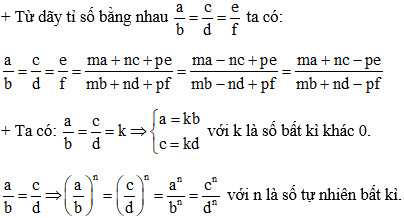 Công thức mở rộng của dãy tỉ số bằng nhau